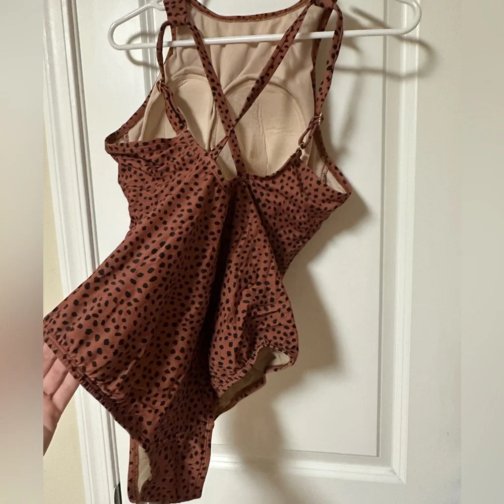 Kona Sol Brown and Black Spotted Swim Bodysuit